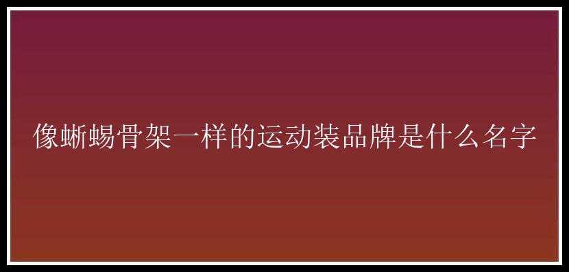 像蜥蜴骨架一样的运动装品牌是什么名字