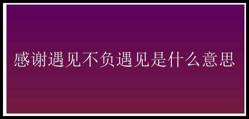 感谢遇见不负遇见是什么意思