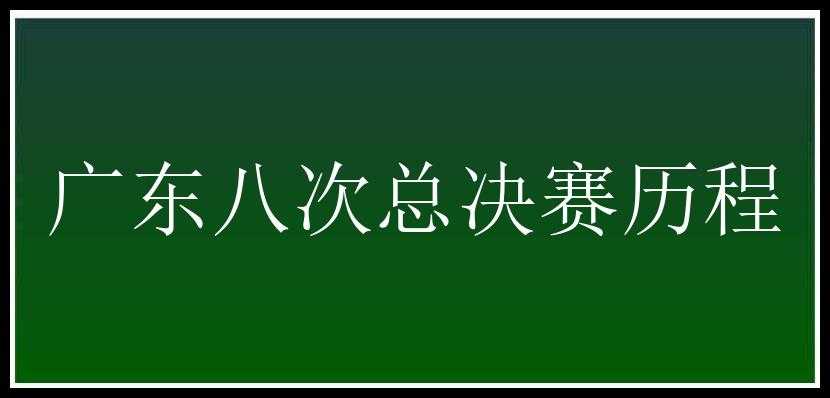 广东八次总决赛历程