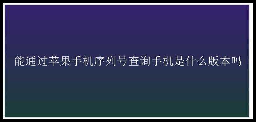 能通过苹果手机序列号查询手机是什么版本吗